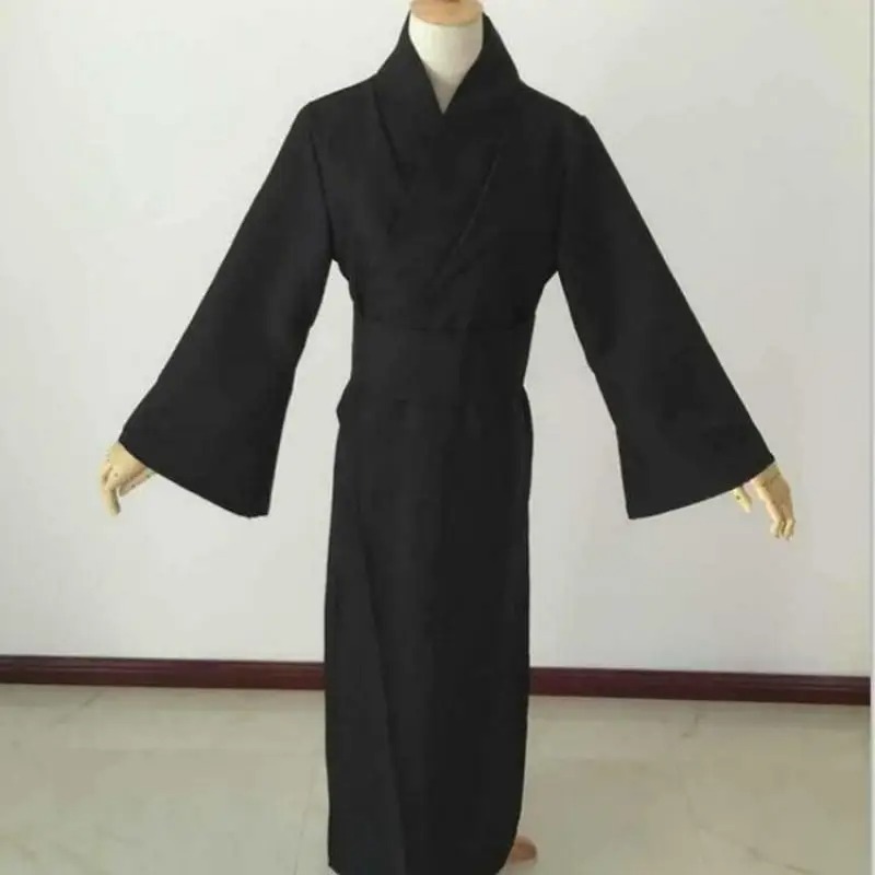 Kimono Yukata Cotton - Men Classic Black Kimono Robe Samurai