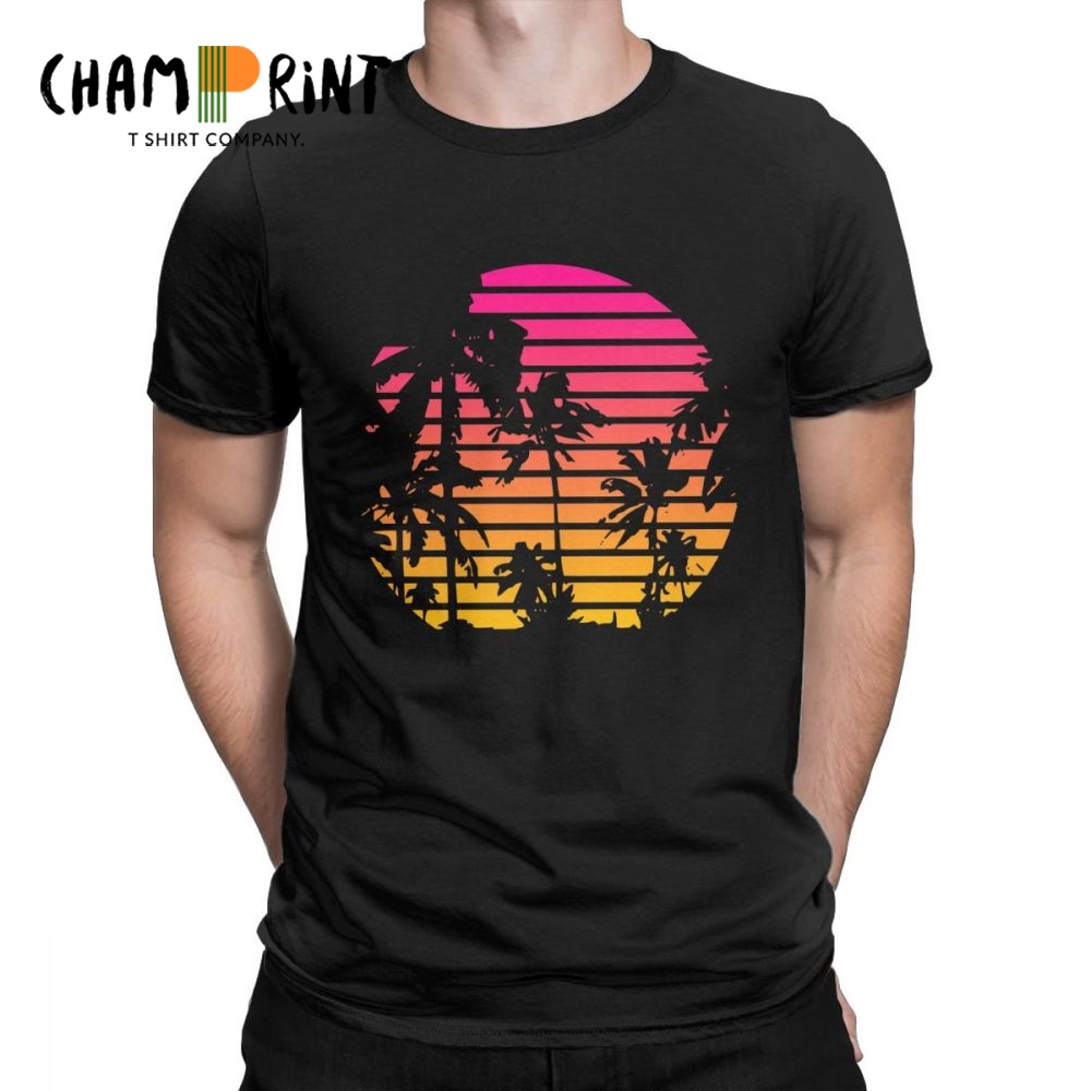 Japan Lifestyle And Culture - Sunset Palm Tree Vintage Tee Shirt