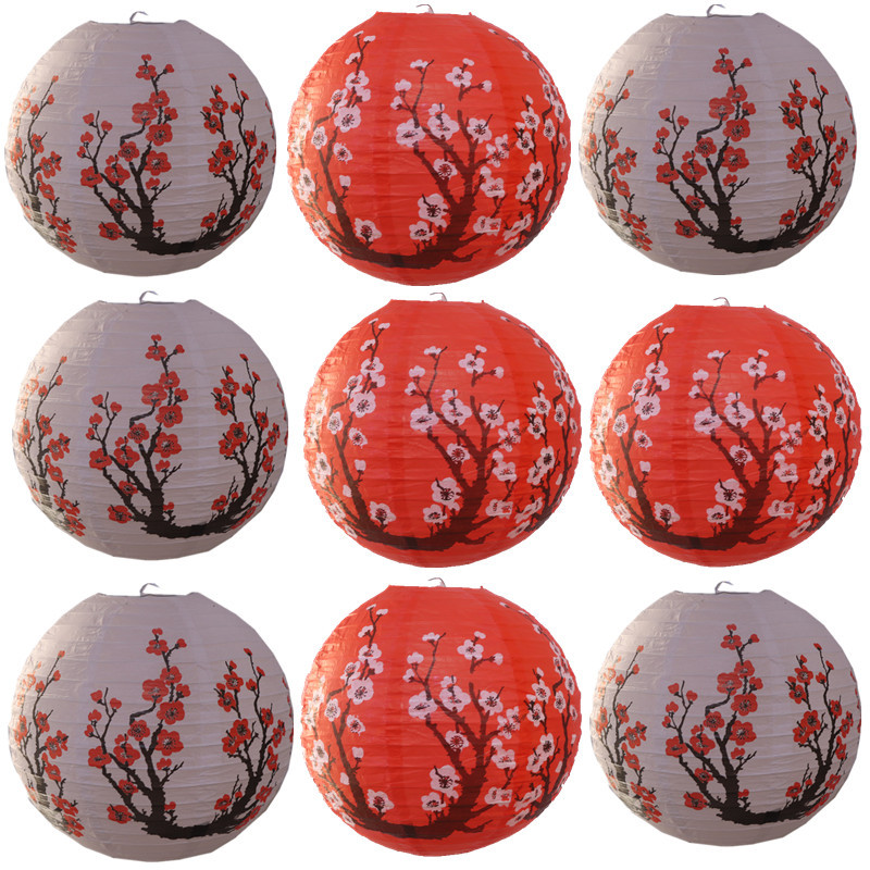 30cm Red/white Plum Blossom Pa - Japanese Lantern Paper review and price