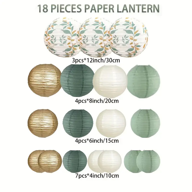 18-Piece Green Series Sage Gol - Japanese Lantern Paper review and price