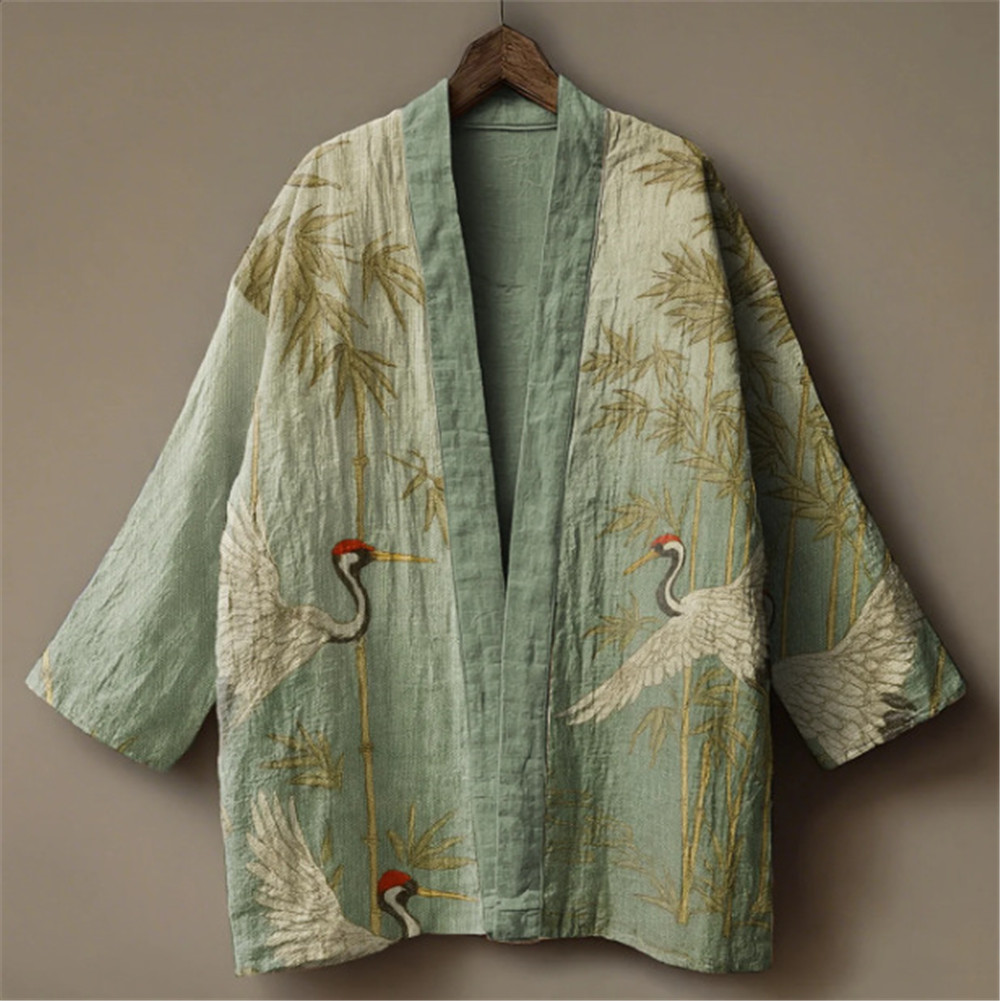 Japanese Crane Print Kimono fo - Kimono Yukata Cotton review and price