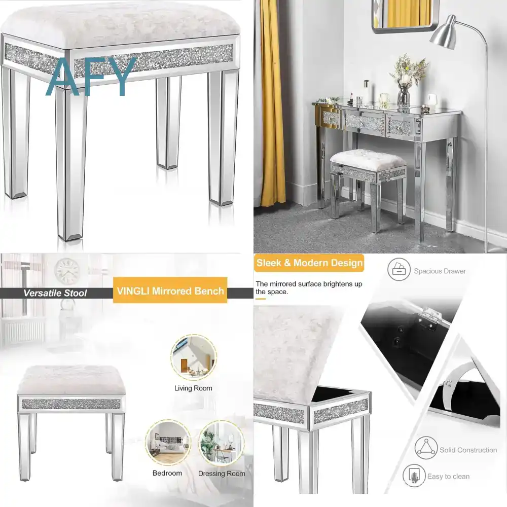 Upholstered Velvet Mirror Dres - Muji Home Storage review and price
