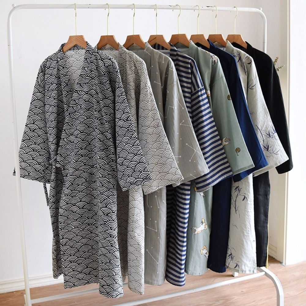 Sleepwear V-Neck Men's Kimono  - Kimono Yukata Cotton review and price